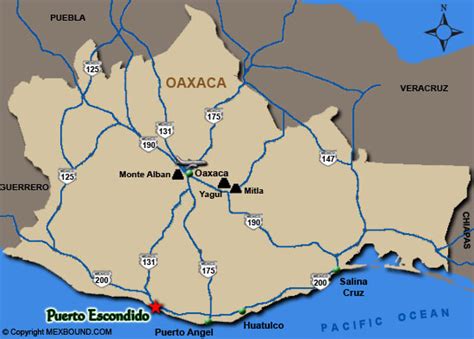 Puerto Escondido Map and Driving Directions - Puerto Escondido, Oaxaca ...