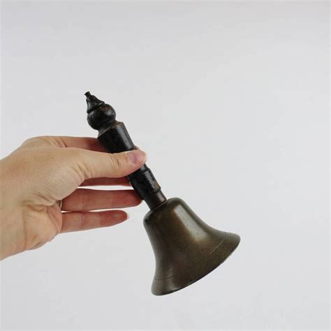 Vintage Brass Hand Bell With Black Wooden Handle Large Brass Etsy