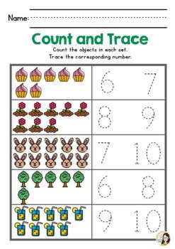 Worksheets: Count and Trace Numbers 6-10 - Worksheets Library