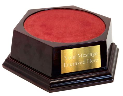 Hexagonal Rosewood Plinth Base County Engraving