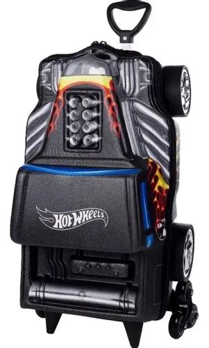Mochila Rodinhas Infantil 3d Hot Wheels Bone Shaker Maxtoy Frete grátis