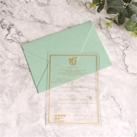 Gold Foiled Clear Acrylic Wedding Invitation Modern Luxury Invite With