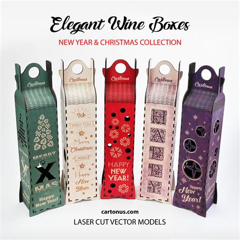 Elegant Wine Boxes New Year And Christmas Collection Cartonus