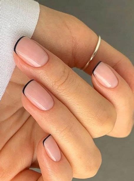 Black Tipped Nude Nails Soft Pink Nude Nails Simple Nude Nails Ideas Nude Nails Short Nude