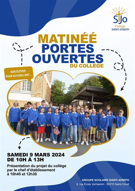 Matinée Portes ouvertes au collège le 9 mars 2024 Saint Joseph Saint