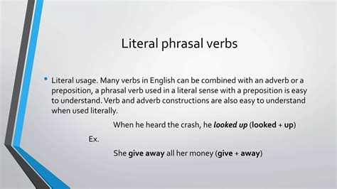 Literal And Idiomatic Phrasal Verbs Ppt