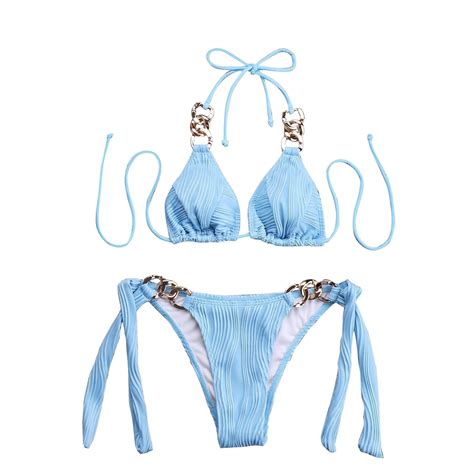 Dxuixsh Pcs Women S Bikini Sets Triangle Thong Bikini Sexy String Halter Push Up Bathing