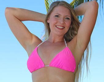 Neon Orange Lace Triangle String Bikini Top Etsy