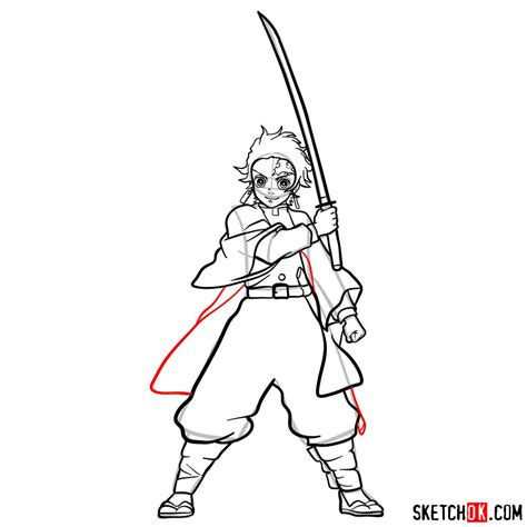 How to draw Tanjiro Kamado | Demon Slayer - Sketchok Easy Drawing Guides
