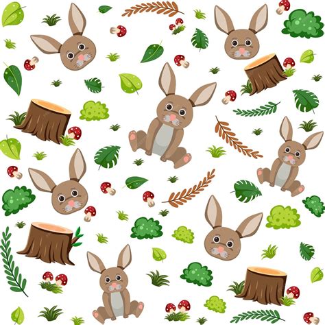 Free Vector Cute Rabbit Seamless Pattern