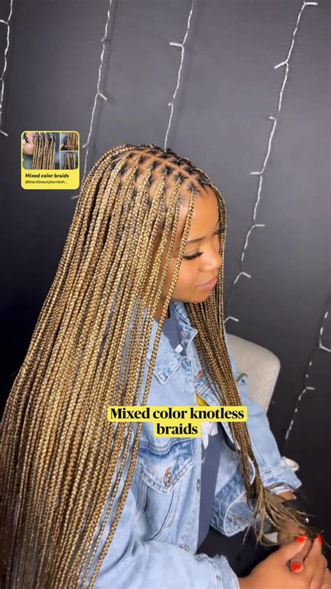 Mixed Color Knotless Braids Honey Blonde Braids Mix Blonde Braids Box Braids Hairstyles
