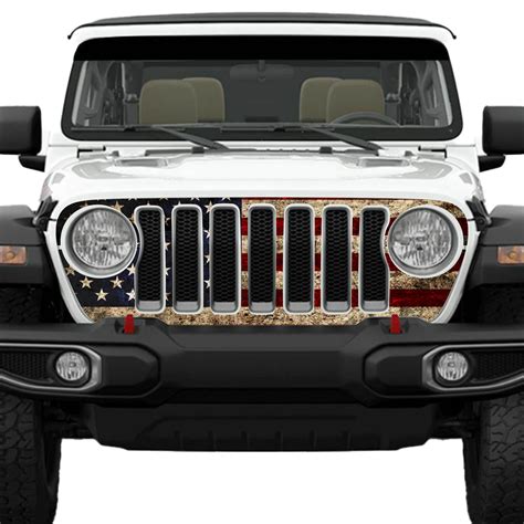 Rustic Old Glory Grille Skin Vinyl Overlay For Jeep Wrangler Jl And Gladiator Jt 2018 2023