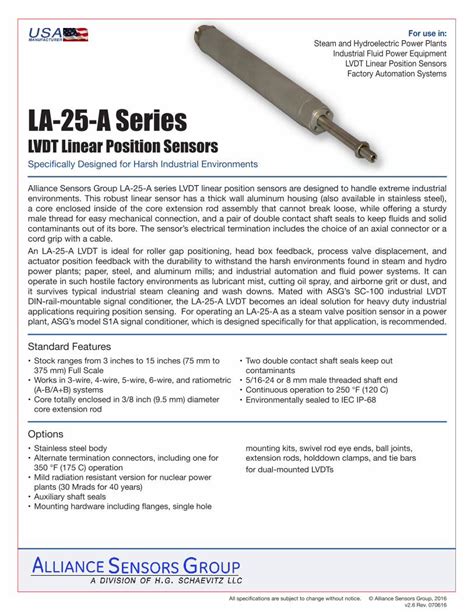 PDF LVDT Linear Position Sensors LVDT Linear Position Sensors