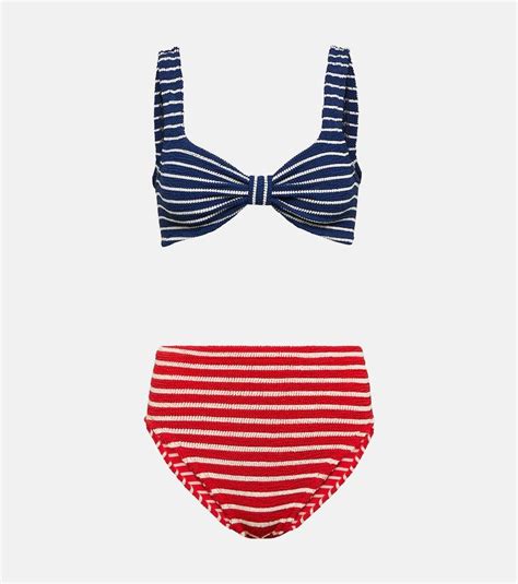 Hunza G Judy Striped Bikini In Red Lyst