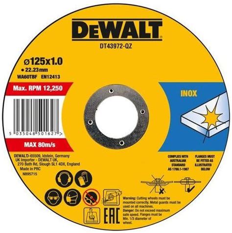 Диск отрезной DEWALT DT20540 125X22,23X1 INOX мм 100 шт. купить на OZON ...