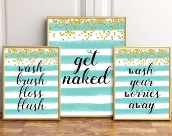 Get Naked SignSet Of 2 Get Naked PrintsBathroom Wall Etsy