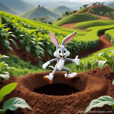 Bugs Bunny Jumping in Coffee Field | Stable Diffusion Online