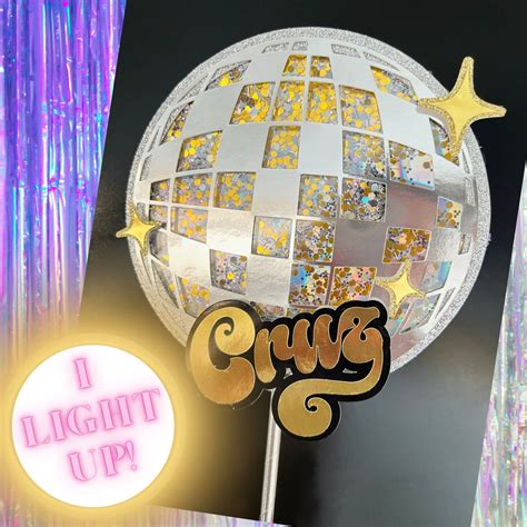 Light Up Disco Ball Shaker Cake Topper Disco Ball Cake Topper 70s
