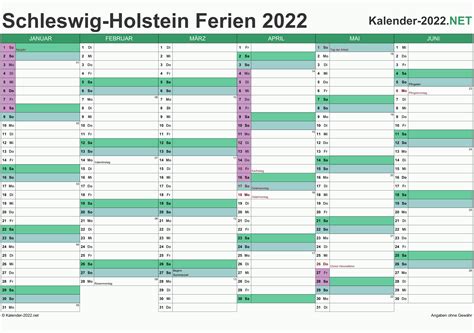 FERIEN Schleswig-Holstein 2022 - Ferienkalender & Übersicht