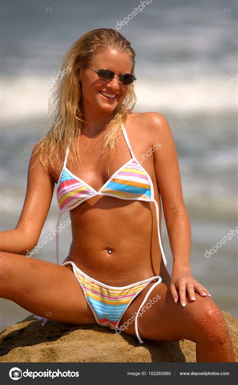 Untied Rainbow String Bikini At The Ocean Stock Photo By Raykehoe 162283980