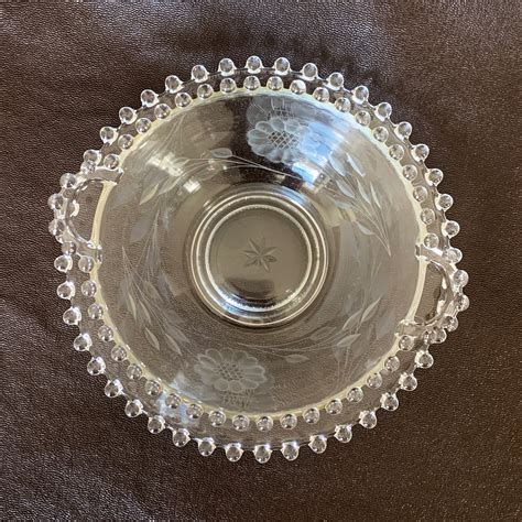 Vintage Antique Imperial Candlewick Blank Open Mayonnaise Bowl Under Plate Etched Wj Hughes 12