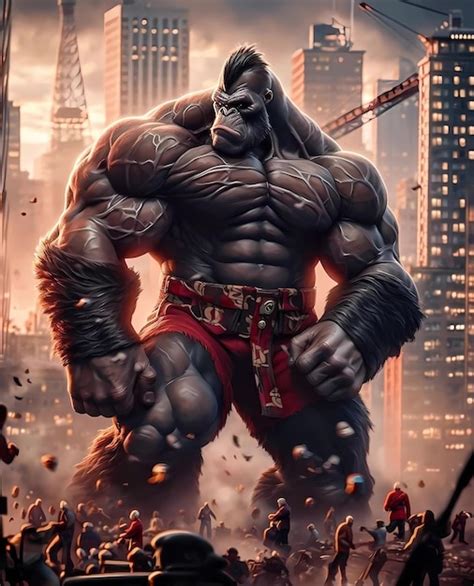 Premium Ai Image Gorilla Warrior
