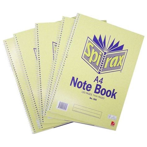 Spirax Notebook Side Opening 120 Page A4 Pack Of 5 No 595