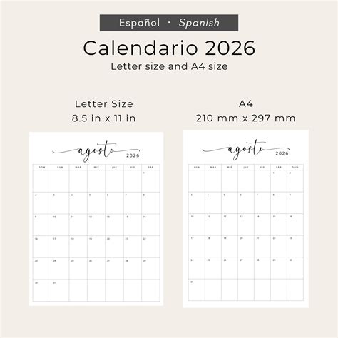 Calendario 2026 Calendario Mensual En Español 2026 Planificador 2026