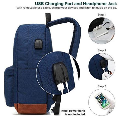 Uniwalk College Backpack Water Resistent Laptop Backpack With Usb