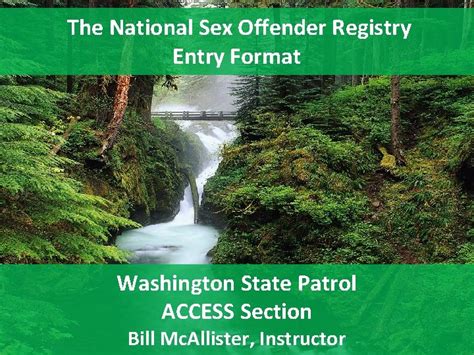 The National Sex Offender Registry Entry Format Washington