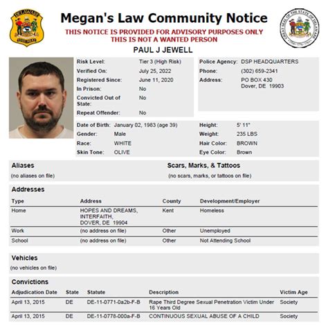 Homeless Sex Offender Notification Delaware State Police State Of Delaware