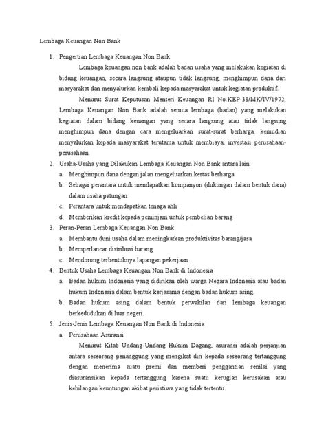 Lembaga Keuangan Non Bank Pdf Pengelolaan Keuangan And Uang Hukum