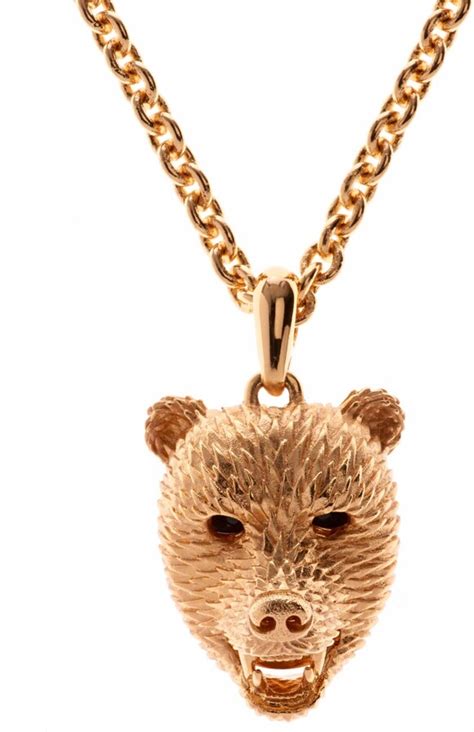 Simon Harrison Dionysus Bear Gold Steel Pendant Shopstyle Necklaces