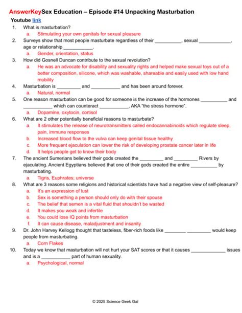 CRASH COURSE SEX EDUCATION Episode 14 By Science Geek Gal TPT