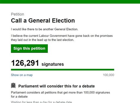 Petition for a fresh general election to be considered by parliament