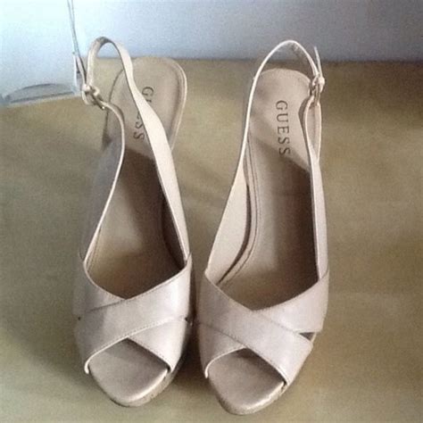 Guess Shoes Guess Nude Open Toe Heel Strap Cork Bottom Hee Poshmark
