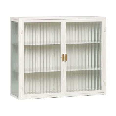 27.56"Modern Wall Cabinet with Glass Doors, Bathroom Cabinet with