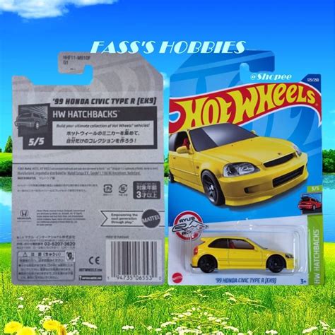 Hot Wheels Honda Civic Type R Ek Japan Carded Honda Civic Ek Jdm Yellow Shopee Malaysia