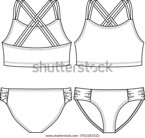 Girls Swimwear Bikini Fashion Flat Sketch Stock Vector Royalty Free 1922263322 Shutterstock