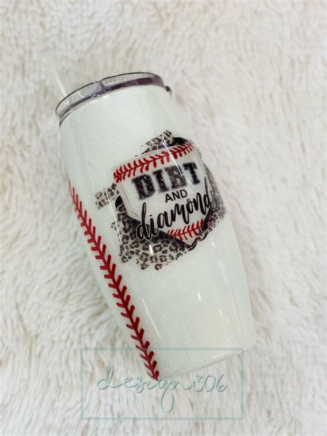 Dirt Diamonds Baseball Tumbler Custom Glitter Tumbler Etsy