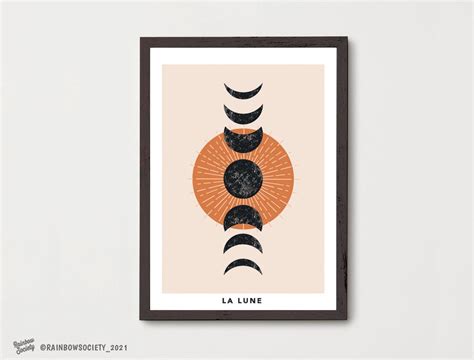 Moon Phases Print Moon Phase Poster Moon Poster La Lune Print Retro ...