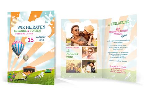 Einladungskarte Festivaldesign für Ihre Hochzeit