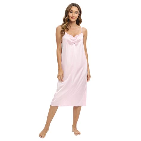 Wbq Women Sexy Lingerie Satin Nightgown Silk Chemise Mini Slips V Neck Negligee Sleepwear With