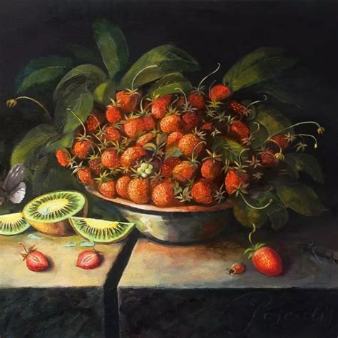 strawberries impressionism  life butterfly  george pascalis