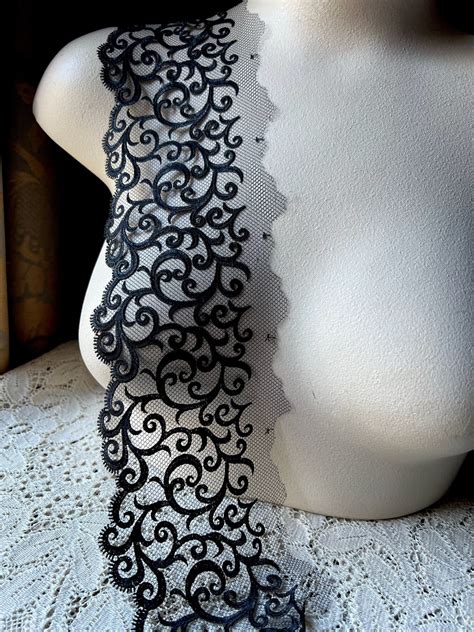 Black Lace Embroidered Lace For Lingerie Garments Cl Etsy