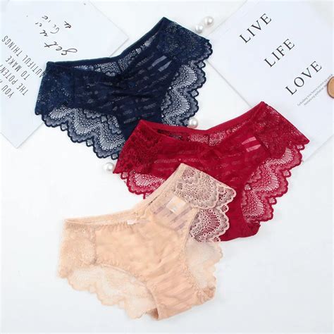 Sexy Lace Panties Women Cozy Lingerie Tempting Pretty Briefs Cotton Low Waist Cute Women