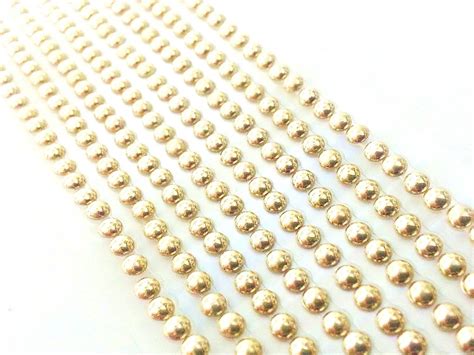 304pcs 3mm Self Adhesive Gold Rhinestud Strips Stick On Gems Wedding Craft