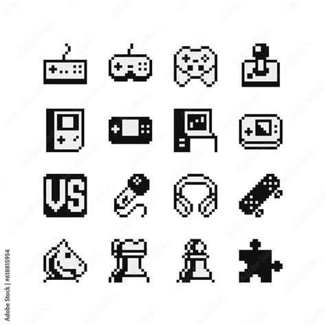 1 Bit Desk Computer Games Sport Toys Icons Design For Logo Game