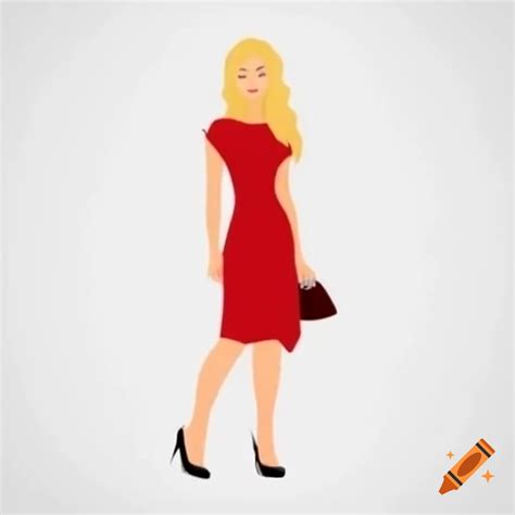 Woman With Long Blonde Hair In Red Dress And High Heels Holding A Purse On Craiyon