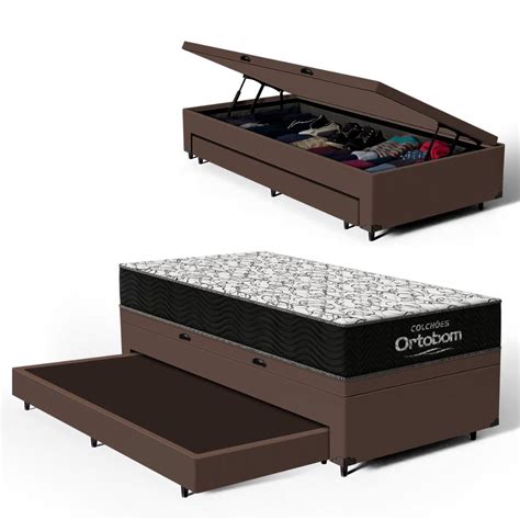 Marca De Cama Box Boa - Cama Box Baú com Colchão de Espuma D45 Ortobom Airtech 150 + Auxiliar ...